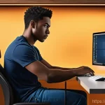 윈도우 11 최적화 팁 - **Prompt:** A focused young adult, casually dressed in a neat t-shirt and jeans, is seated at a clea...