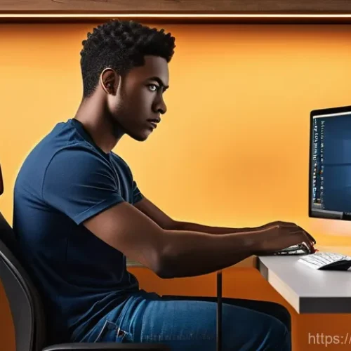 Home 27 윈도우 11 최적화 팁 - **Prompt:** A focused young adult, casually dressed in a neat t-shirt and jeans, is seated at a clea...