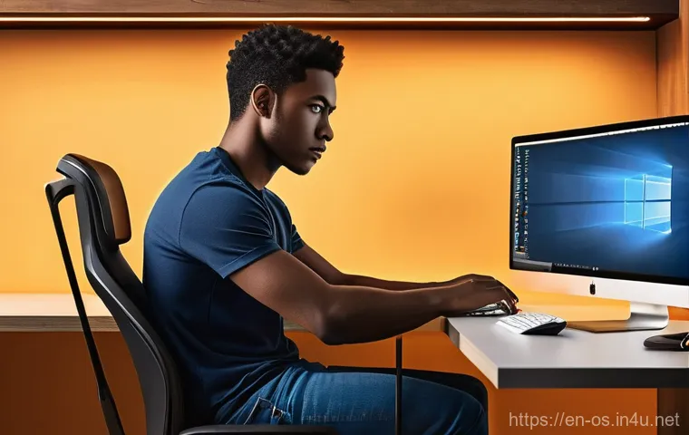 윈도우 11 최적화 팁 - **Prompt:** A focused young adult, casually dressed in a neat t-shirt and jeans, is seated at a clea...