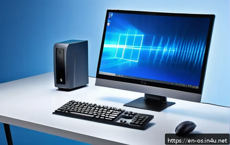 윈도우의 관리자 계정 활성화 방법 - A sleek, modern computer workspace showing a large widescreen monitor displaying the Windows Command...