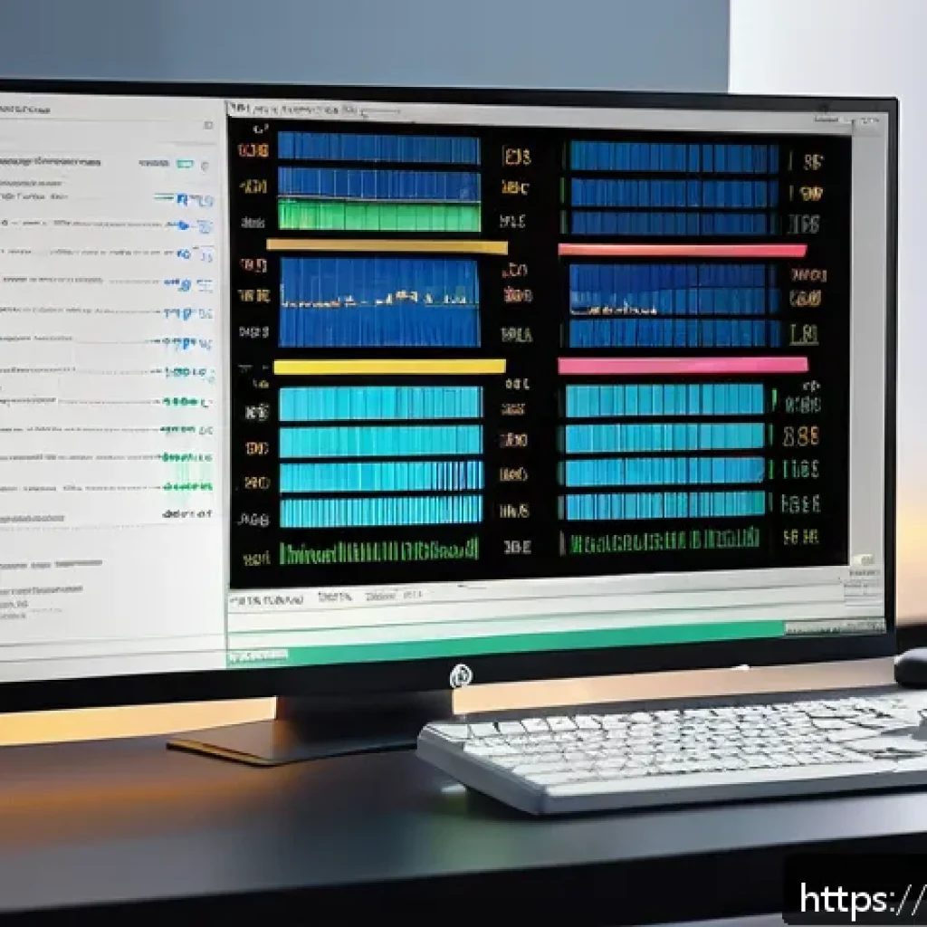 리눅스에서 프로세스 관리 명령어 - A detailed and realistic digital illustration of a modern computer screen displaying a Linux termina...