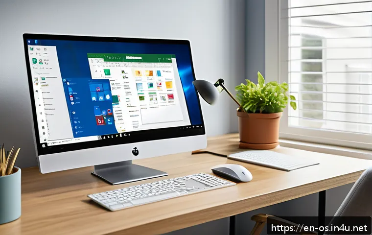 운영체제별 클라우드 스토리지 비교 - A modern, bright home office setup featuring a Windows laptop with Microsoft OneDrive syncing files ...