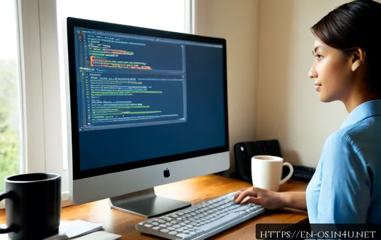 리눅스에서 자동 업데이트 설정 방법 - Photorealistic home office scene of an adult computer user configuring automatic software updates on...